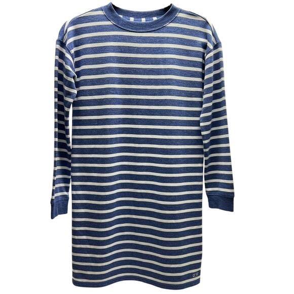 Vineyard Vines Girl's Sweatshirt Dress Striped Blue & White Size Large - Picture 1 of 7